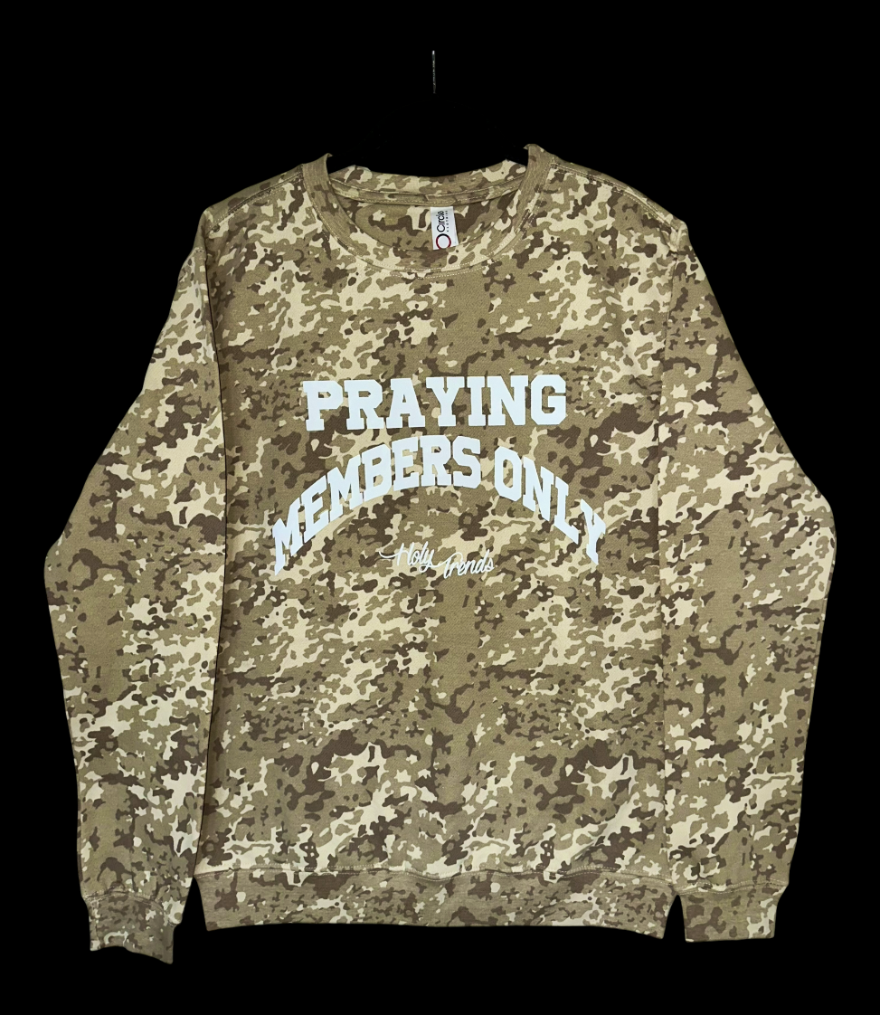 Praying Members Only Camo Crewneck Sweatshirt -Holy Trends
